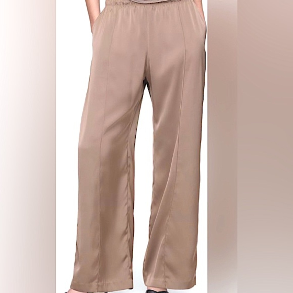 Gap Taupe Satin Wide Leg Seamed Pants - Mid Rise Size Large
